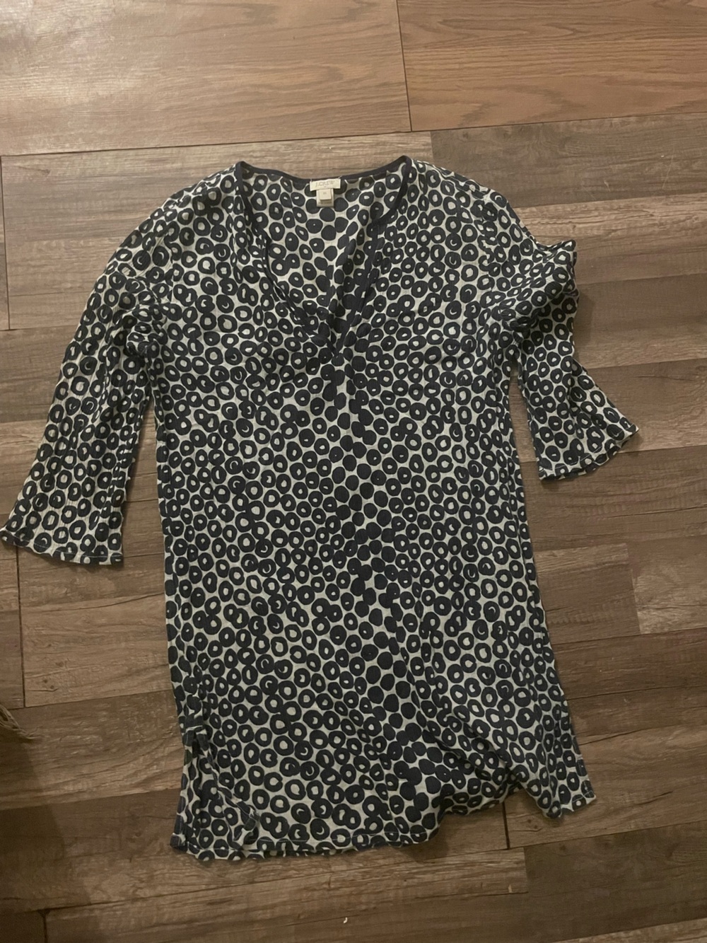 J. Crew Black and White V-Neck Patterned Tunic